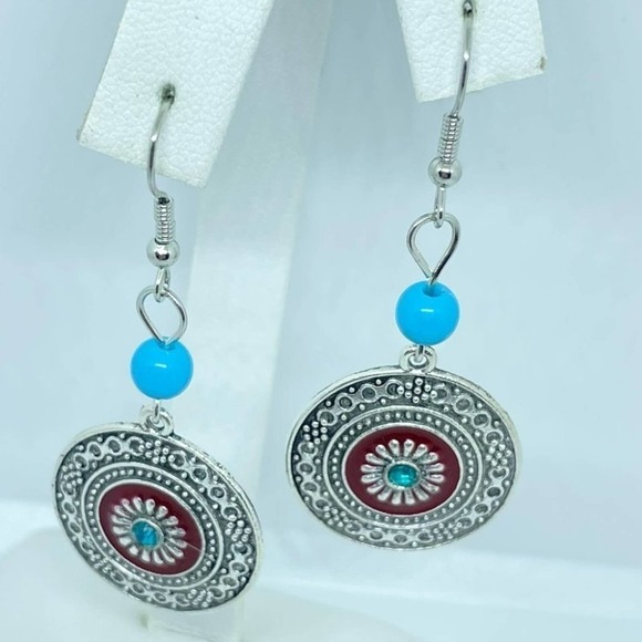 Dangle Earrings with Enamel Detail - Picture 5 of 10